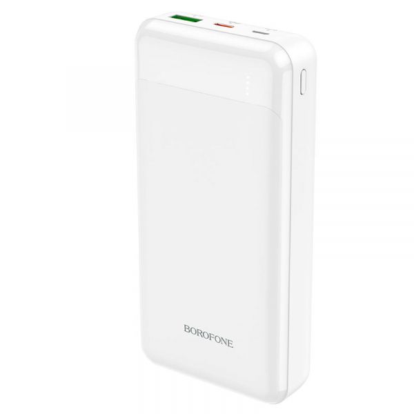    20000 mAh, Borofone BJ19A "Incredible", White, 20 , 1xUSB (QC3.0) / 1xType-C (PD3.0), LED    -  1