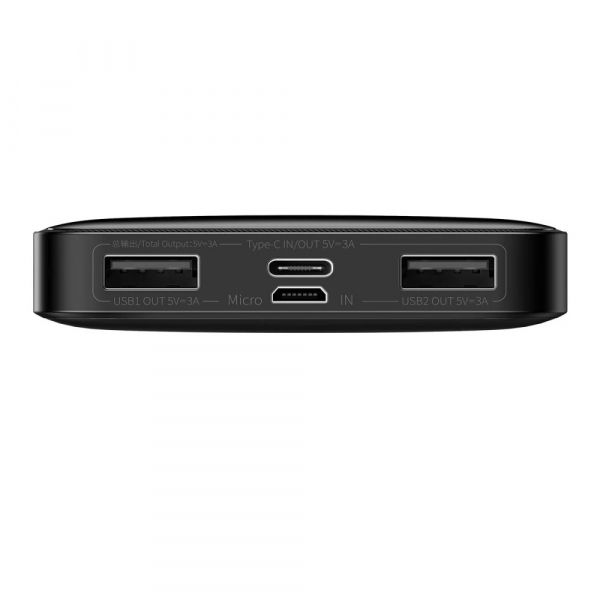    10000 mAh, Baseus Bipow, Black, 15 , 2xUSB / Type-C, QC3.0, PD,  LED  (PPBD050001) -  3