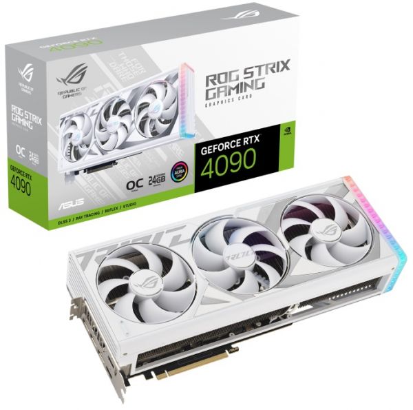 ³ GeForce RTX 4090, Asus, ROG GAMING OC (White Edition), 24Gb GDDR6X, 384-bit, 2xHDMI/3xDP, 2640/21000 MHz, 16-pin (ROG-STRIX-RTX4090-O24G-WHITE) -  1