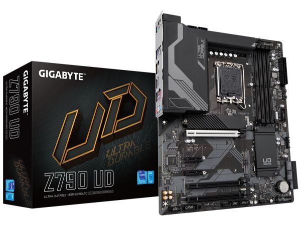   LGA1700, Gigabyte Z790 UD, Z790, 4xDDR5, Int.Video(CPU), 6xSATA3, 3xM.2, 1xPCI-E 16x 5.0, 1xPCI-E 16x 4.0, 1xPCI-E 16x 3.0, 2xPCI-E 1x 3.0, Realtek 7.1, Intel 2.5GbE, 9xUSB3.2/8xUSB2.0, HDMI/DP, CrossFire, ATX -  1