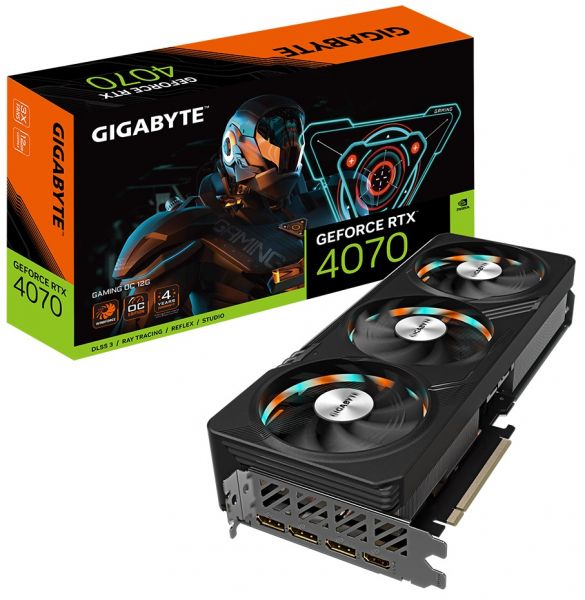  GeForce RTX 4070, Gigabyte, GAMING OC, 12Gb GDDR6X, 192-bit, HDMI/3xDP, 2565/21000 MHz, 16-pin (GV-N4070GAMING OC-12GD) -  1