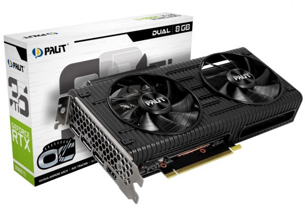 ³ GeForce RTX 3060 Ti, Palit, Dual OC V1 (Limited Hash Rate), 8Gb GDDR6, 256-bit, HDMI/3xDP, 1695/14000 MHz, 8-pin (NE6306TS19P2-190AD/LHR) Refurbished -  1