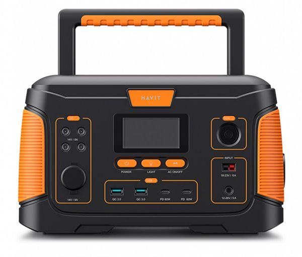   Havit J500, Black/Orange, 500  / 520 /, 2xType-C (60 ), 2xUSB (5, 3), DC, 1x220V,   15  (HV-J500) -  1