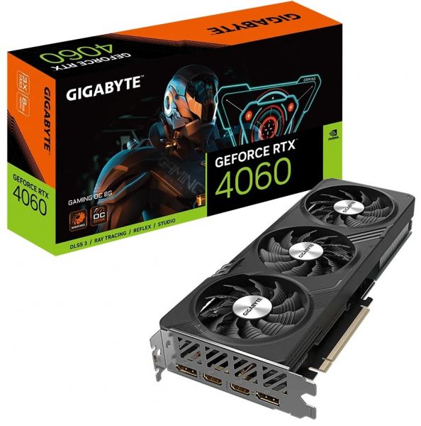  GeForce RTX 4060, Gigabyte, GAMING OC, 8Gb GDDR6, 128-bit, 2xHDMI/2xDP, 2550/17000 MHz, 8-pin (GV-N4060GAMING OC-8GD) -  1