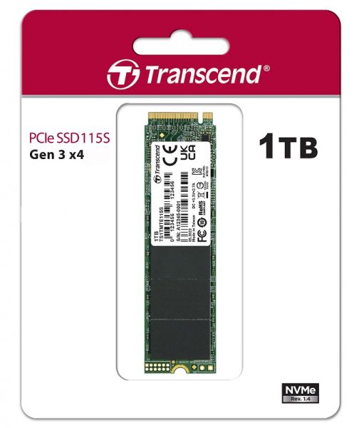   M.2 1Tb, Transcend 115S, PCI-E 3.0 x4, 3D TLC, 3200/2000 MB/s (TS1TMTE115S) -  2