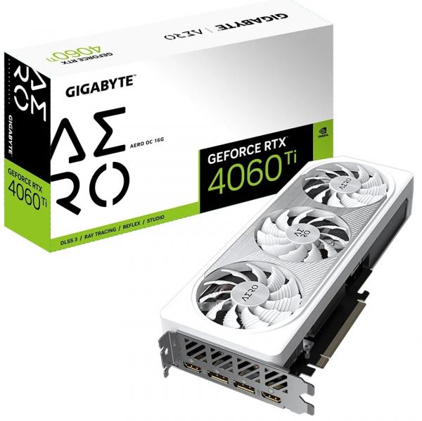  GeForce RTX 4060 Ti, Gigabyte, AERO OC, 16Gb GDDR6, 128-bit, 2xHDMI/2xDP, 2595/18000 MHz, 8-pin (GV-N406TAERO OC-16GD) -  1