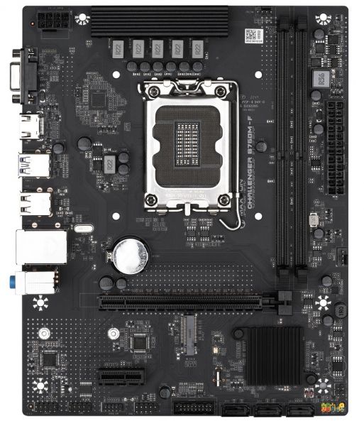 . LGA1700, Maxsun Challenger B760M-F, B760, 2xDDR4, Int.Video(CPU), 3xSATA3, 1xPCI-E 16x 4.0, 1xPCI-E 1x, 1xM.2 4.0, GbE, 2xUSB3.2/4xUSB2.0, VGA/HDMI, MicroATX (MS-Challenger B760M-F) -  2