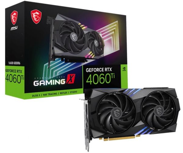  GeForce RTX 4060 Ti, MSI, GAMING X, 16Gb GDDR6, 128-bit, HDMI/3xDP, 2655/18000 MHz, 8-pin (RTX 4060 Ti GAMING X 16G) -  1