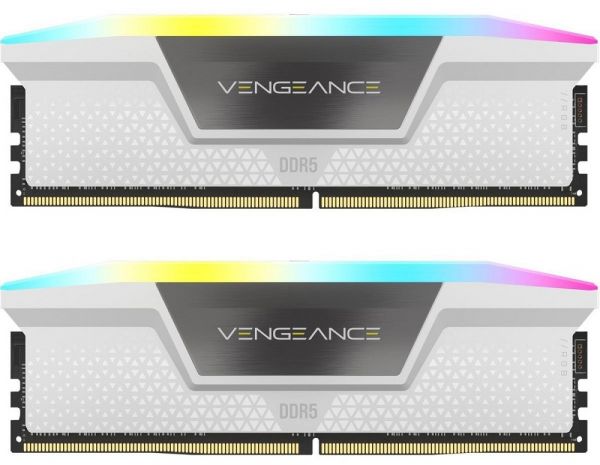  32Gb x 2 (64Gb Kit) DDR5, 6000 MHz, Corsair Vengeance RGB, White, 40-40-40-77, 1.35V,   (CMH64GX5M2B6000C40W) -  2