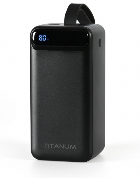    50000 mAh, Titanum 741S, Black, 22.5 , 2xUSB / Type-C, QC 3.0, PD, LED  (TPB-741S-B) -  1