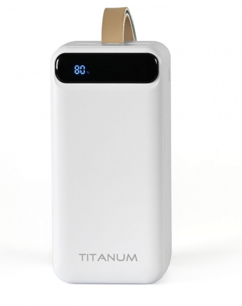    50000 mAh, Titanum 741S, White, 22.5 , 2xUSB / Type-C, QC 3.0, PD, LED  (TPB-741S-W) -  1