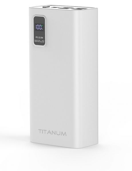    30000 mAh, Titanum 728S, White, 22.5 , 4xUSB / Type-C, QC 3.0, PD (TPB-728S-W) -  1