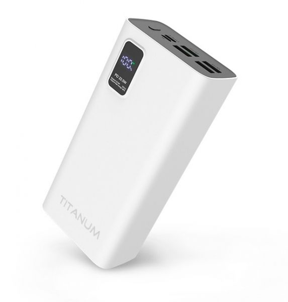    30000 mAh, Titanum 728S, White, 22.5 , 4xUSB / Type-C, QC 3.0, PD (TPB-728S-W) -  2