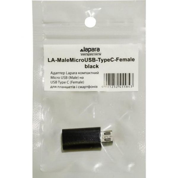  Type-C (F) - microUSB 2.0 (M), Black, Lapara -  2