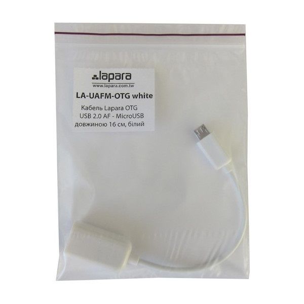  USB 2.0 (F) - microUSB (M), White, Lapara, 16  -  2