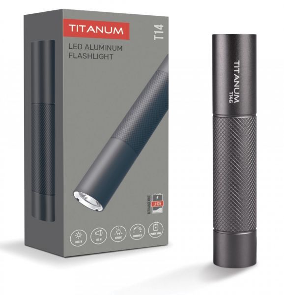 ˳  Titanum T14, Grey, 300 ,  250 , XPG 5W,   18650 Li-ion 1200 mAh,  , Type-C, IP44 (TLF-T14G) -  1