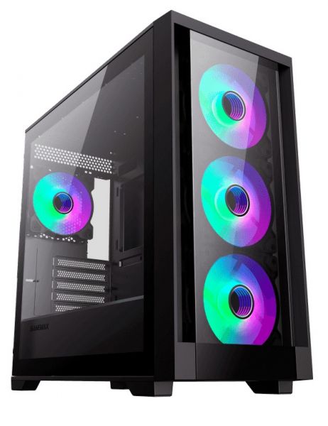  GameMax Defender TG Black,  , Mini Tower, Micro ATX / Mini ITX, 1xUSB 3.1, 2xUSB 2.0, 4x120  LED, 461x210450  -  1