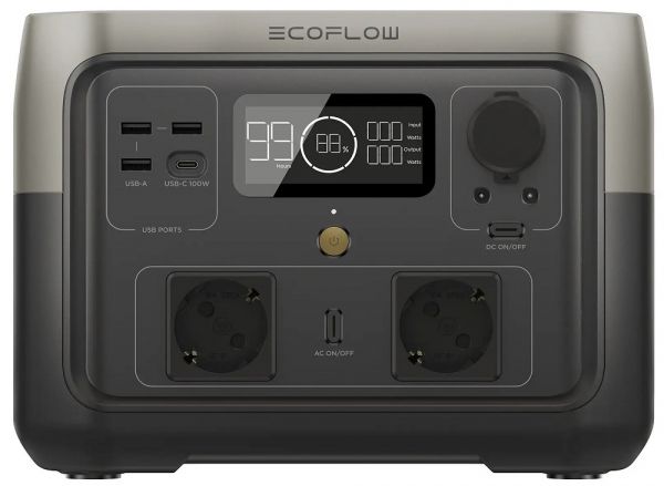   EcoFlow RIVER 2 Max, Black, 500W,  AC 230  AC (2),  USB-A 12   , 5  DC, 2.4 A (2),   USB-A 28 , 5 / 9  / 12  DC,  2.4  (x3),  USB-C 100, DC 5 /9 /12 /15 /20  -  1