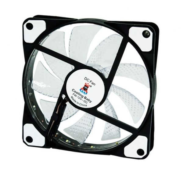  120 , Cooling Baby 12025WARGB, White, 120x120x25 , ARGB LED  (3 pin), 600-1500 /, 25 , 4-pin PWM, FDB- -  1