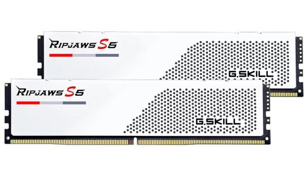  16Gb x 2 (32Gb Kit) DDR5, 5200 MHz, G.Skill Ripjaws S5, White, 40-40-40-83, 1.1V,   (F5-5200J4040A16GX2-RS5W) -  1