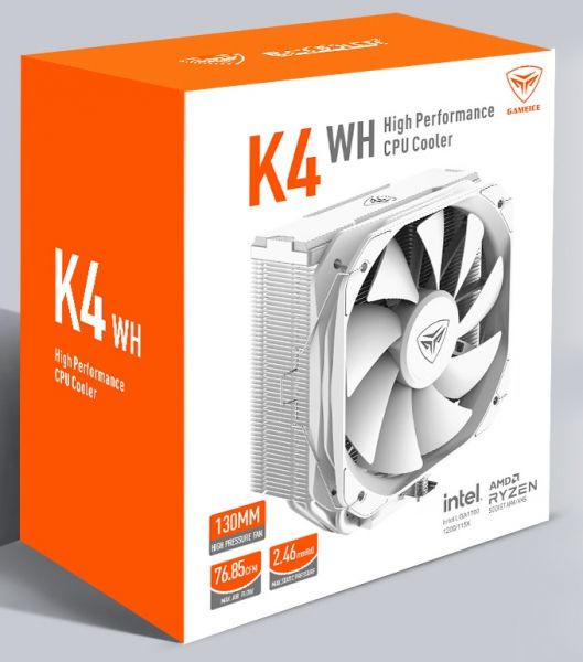    PcCooler K4, White, /, 1x130 ,  Intel 1700/1200/115x, AMD AM5/AM4,  156 ,  240  -  6