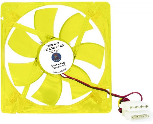  90 , Cooling Baby 9025 4PS yellow, 90x90x25 SB 12 0,18 25 , 1400-2500 / 4pin PWM -  1