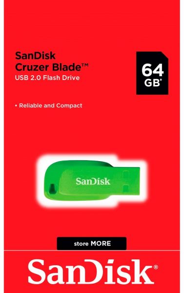 USB Flash Drive 64Gb SanDisk Cruzer Blade, Green (SDCZ50C-064G-B35GE) -  2