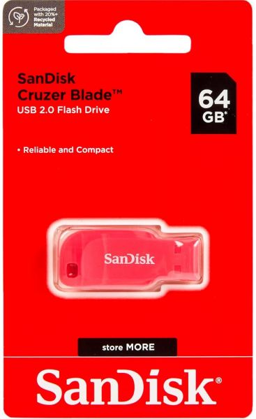 USB Flash Drive 64Gb SanDisk Cruzer Blade, Pink (SDCZ50C-064G-B35PE) -  4