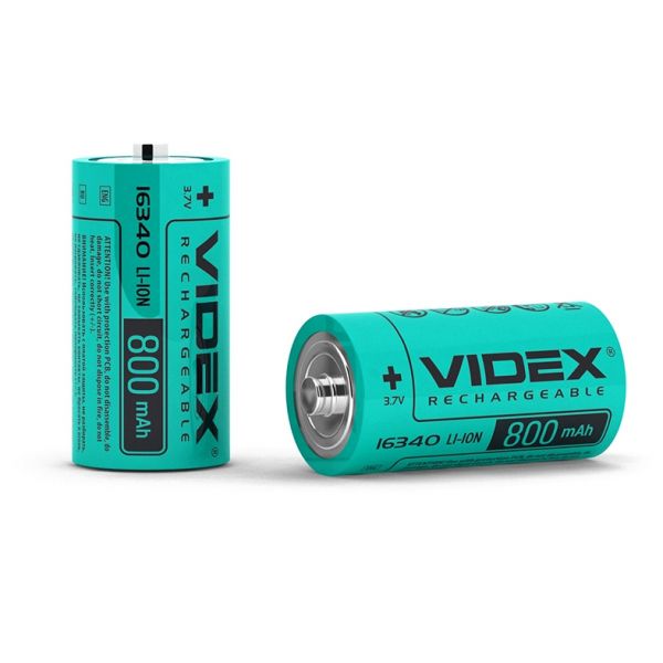  16340, 800 mAh, Videx, 1 , Li-ion, 3.7V,  , Bulk -  1