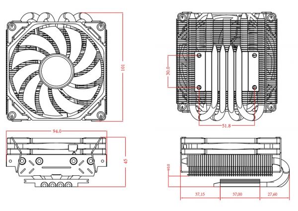    ID-Cooling IS-40X V3 Intel: 1700/1200/1151/1150/1155/1156, AMD: AM4, AM5, 94x101x45 , 4-pin 800200-2800 / 10%(PWM), TDP 95W, low profile -  6