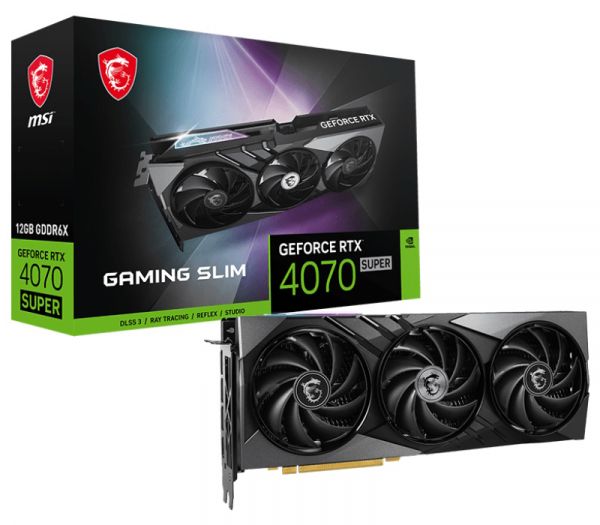  GeForce RTX 4070 SUPER, MSI, GAMING X SLIM, 12Gb GDDR6X, 192-bit, HDMI/3xDP, 2655/21000 MHz, 16-pin (RTX 4070 SUPER 12G GAMING X SLIM) -  1