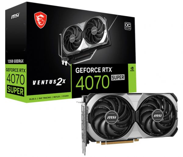  GeForce RTX 4070 SUPER, MSI, VENTUS 2X OC, 12Gb GDDR6X, 192-bit, HDMI/3xDP, 2520/21000 MHz, 16-pin (RTX 4070 SUPER 12G VENTUS 2X OC) -  1