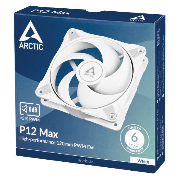  120 , Arctic P12 Max, White, 12012025 , 200-3300 /, 4-pin (PWM),   (ACFAN00293A) -  3