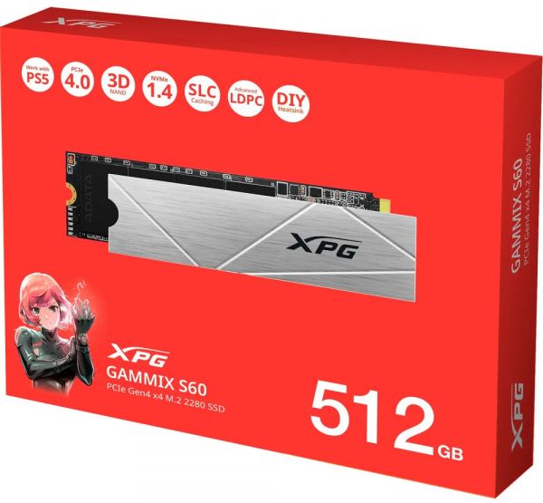 SSD  ADATA XPG Gammix S60 Blade 512Gb PCI-E 4.0 x4 M.2 2280 3D TLC (AGAMMIXS60-512G-CS) -  4