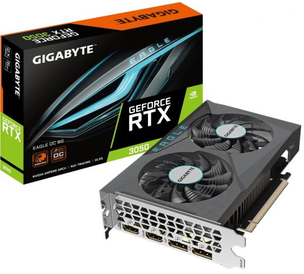  GeForce RTX 3050, Gigabyte, EAGLE OC, 6Gb GDDR6, 96-bit, 2xHDMI/2xDP, 1500/14000 MHz (GV-N3050EAGLE OC-6GD) -  1