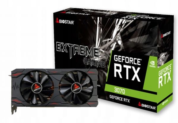 ³ GeForce RTX 3070, Biostar, 8Gb GDDR6, 256-bit, HDMI/3xDP, 1725/14000 MHz, 2x8-pin (VN3706RM82) -  1