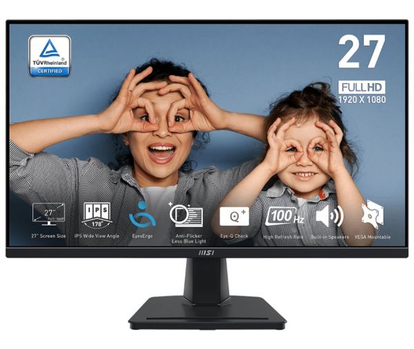  27" MSI PRO MP275, Black, WLED, IPS, 1920x1080 (16:9), 1 , 100 , 300 /, 1000:1, 178/178, VGA/HDMI, 2x2 , VESA 100x100 , Adaptive Sync -  1