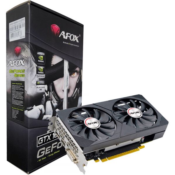  GeForce GTX 1650, AFOX, 4Gb GDDR6, 128-bit, DVI/HDMI/DP, 1590/12000 MHz, 6-pin (AF1650-4096D6H3-V4) -  1