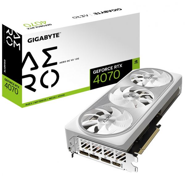  GeForce RTX 4070, Gigabyte, AERO OC V2, 12Gb GDDR6X, 192-bit, HDMI/3xDP, 2565/21000 MHz, 8-pin (GV-N4070AERO OCV2-12GD) -  1