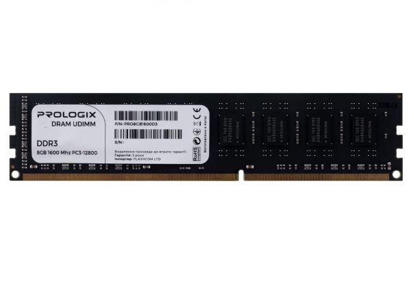 ' 8Gb DDR3, 1600 MHz, ProLogix, 11-11-11-28, 1.5V (PRO8GB1600D3) -  1