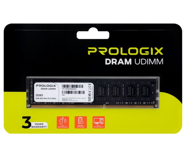 ' 8Gb DDR3, 1600 MHz, ProLogix, 11-11-11-28, 1.5V (PRO8GB1600D3) -  2