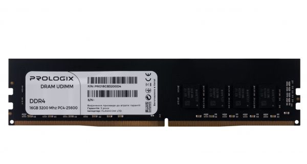 ' 16Gb DDR4, 3200 MHz, ProLogix, 22-22-22-52, 1.2V (PRO16GB3200D4) -  1