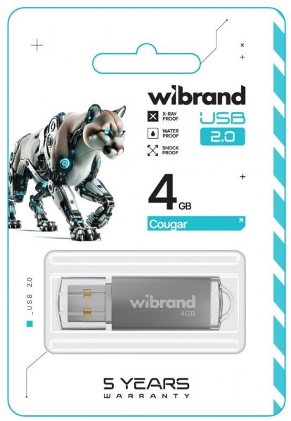 USB Flash Drive 4Gb Wibrand Cougar Silver (WI2.0/CU4P1S) -  2