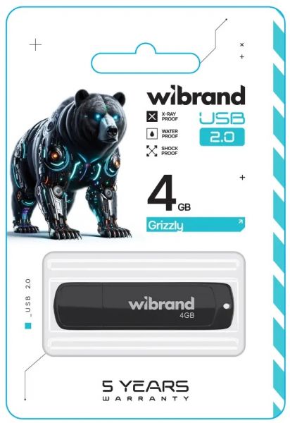 USB Flash Drive 4Gb Wibrand Grizzly Black (WI2.0/GR4P3B) -  2