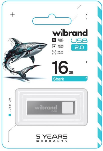 USB Flash Drive 16Gb Wibrand Shark Silver (WI2.0/SH16U4S) -  2