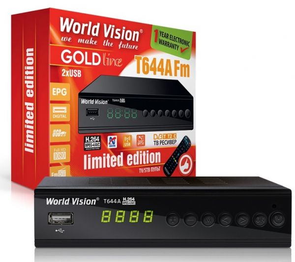 TV-   World Vision 644A, Black, H.264, AC3, DolbyDigital, DVB-T2/T/C, FM , IPTV, DLNA, Stalker, 7 , , 2USB,  ,    ,   , CPU-GX6705 -  4