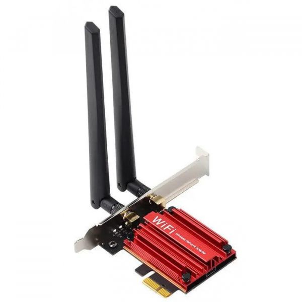   PCI-E Fenvi PCE-AX1800S (MT7921K), PCI-E x1, WiFi 802.11ax/ac/a/b/g/n 2.4Ghz-574Mbps/5Ghz-1200Mbps (1800Mbps), Bluetooth 5.2, 2 , heat sink -  1