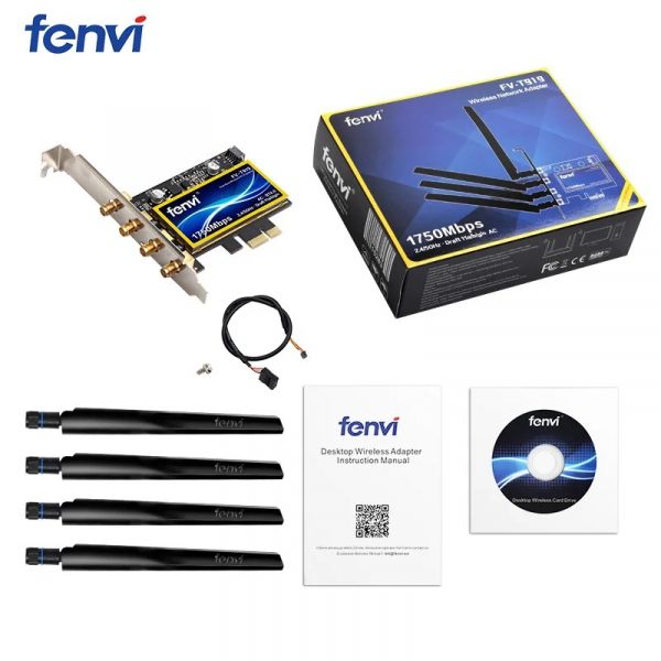   PCI-E x1, Fenvi FV-T919, WiFi 5 ( 1300 Mbps), Bluetooth 4.0, BCM94360, 4   -  2