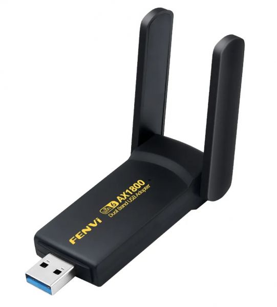   USB Fenvi FU-AX1800 (MT7921), USB 3.0, WiFi 6 802.11ax/ac/a/b/g/n Two Band 5Ghz-1200Mbps; 2.4Ghz-574Mbps (1800Mbps), 2*2dBi  -  1