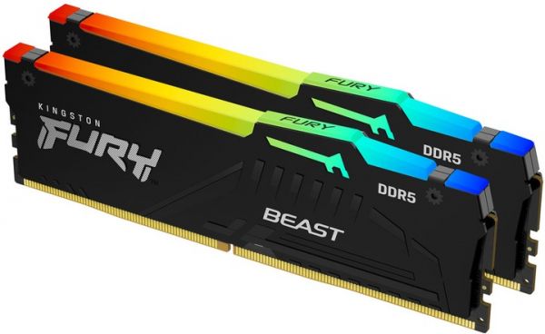 ' 8Gb x 2 (16Gb Kit) DDR5, 6000 MHz, Kingston Fury Beast RGB (EXPO), Black, 30-36-36, 1.4V,   (KF560C30BBEAK2-16) -  1